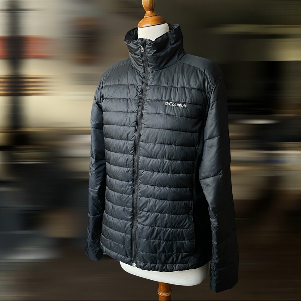 Columbia Powder Pillow Hybrid Black Water Resistant Zip-Up Jacket Size Large - Picture 16 of 16